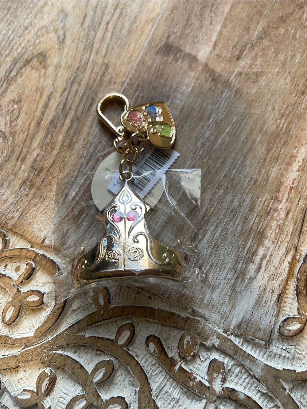 Bath & Body Works Gold Decorative Bell Keychain with Multicolor Gems